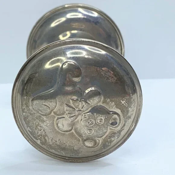 Vintage Lunt Sterling Silver Baby Rattle 1979 Teddy Bear Design SS126